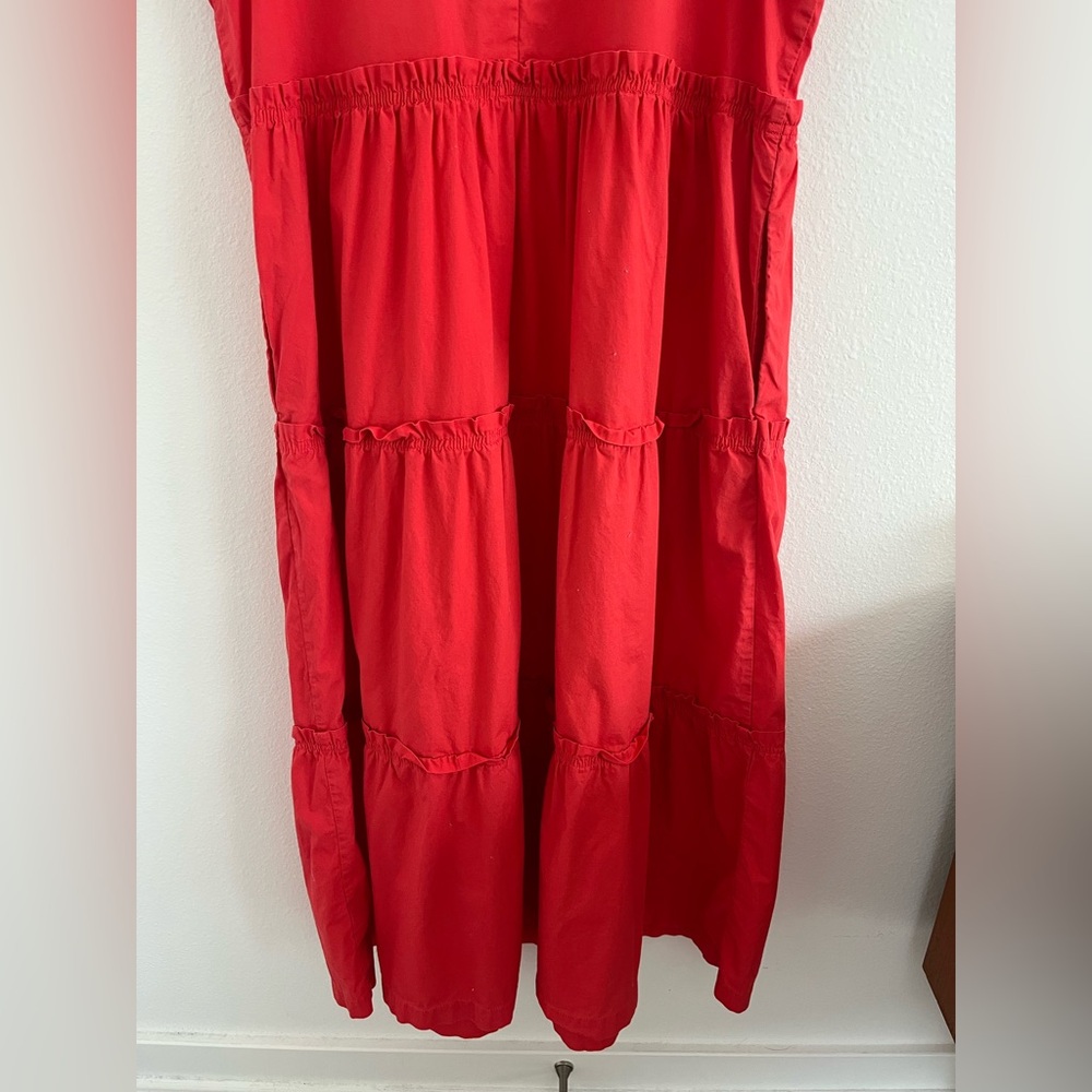 J.Crew Sleeveless Tiered Sleeveless Midi Dress Coral Pink size 12 Boho - Picture 8 of 11